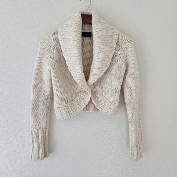 The Limited Y2K Heavy Cable Knit Cardigan Sweater Shrug One Button Size Small - Picture 7 of 16